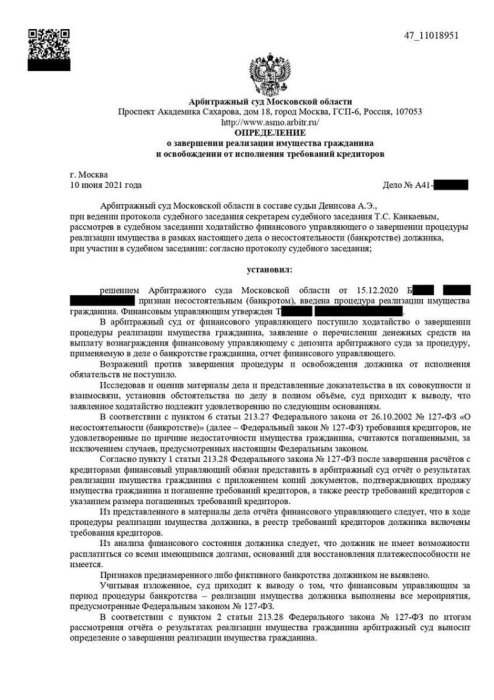 Картинка Завершено банкротство гражданина, списаны долги перед банком